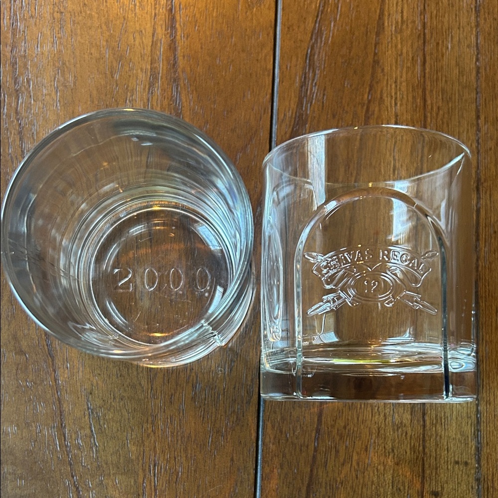 2 CHIVAS REGAL 2000 MILLENNIAL COMMEMORATIVE GLASSES